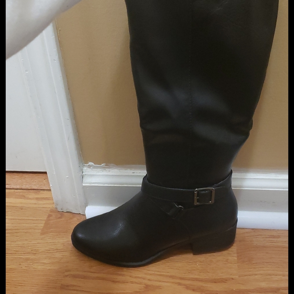 Black leather boots